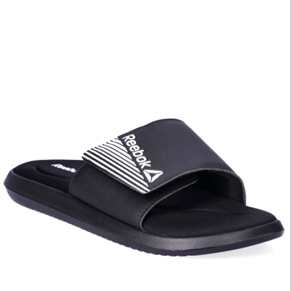 Reebok Women's Performance Memory Foam Slides  Black& White  Various Sizes  NWT - Picture 1 of 12